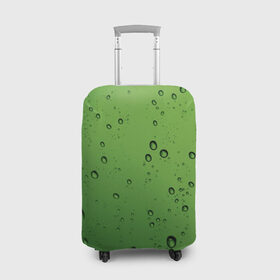 Чехол для чемодана 3D с принтом Зеленые капли в Тюмени, 86% полиэфир, 14% спандекс | двустороннее нанесение принта, прорези для ручек и колес | вода | зеленый | капля
