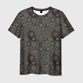Мужская футболка 3D с принтом Paisley в Тюмени, 100% полиэфир | прямой крой, круглый вырез горловины, длина до линии бедер | Тематика изображения на принте: орнамент | пейсли | турецкие огурцы