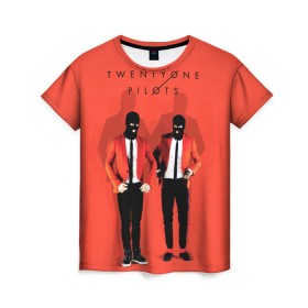 Женская футболка 3D с принтом TwentyONE PILOTS в Тюмени, 100% полиэфир ( синтетическое хлопкоподобное полотно) | прямой крой, круглый вырез горловины, длина до линии бедер | 21 | blurryface | music | twenty one pilots