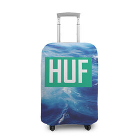 Чехол для чемодана 3D с принтом HUF в Тюмени, 86% полиэфир, 14% спандекс | двустороннее нанесение принта, прорези для ручек и колес | huf