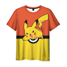 Мужская футболка 3D с принтом Pikachu в Тюмени, 100% полиэфир | прямой крой, круглый вырез горловины, длина до линии бедер | pokeboll | пикачу | покеболл