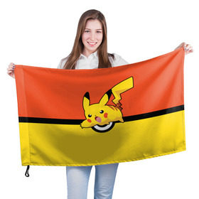 Флаг 3D с принтом Pikachu в Тюмени, 100% полиэстер | плотность ткани — 95 г/м2, размер — 67 х 109 см. Принт наносится с одной стороны | pokeboll | пикачу | покеболл