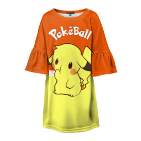 Детское платье 3D с принтом Pokeball в Тюмени, 100% полиэстер | прямой силуэт, чуть расширенный к низу. Круглая горловина, на рукавах — воланы | Тематика изображения на принте: pikachu | pokeboll | pokemon | пикачу | покеболл | покемон