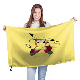 Флаг 3D с принтом Pikachu в Тюмени, 100% полиэстер | плотность ткани — 95 г/м2, размер — 67 х 109 см. Принт наносится с одной стороны | pikachu | pokeboll | pokemon | пикачу | покеболл | покемон
