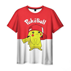 Мужская футболка 3D с принтом Pokeball в Тюмени, 100% полиэфир | прямой крой, круглый вырез горловины, длина до линии бедер | pikachu | pokeboll | pokemon | пикачу | покеболл | покемон