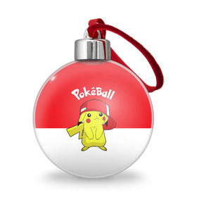 Ёлочный шар с принтом Pokeball в Тюмени, Пластик | Диаметр: 77 мм | pikachu | pokeboll | pokemon | пикачу | покеболл | покемон