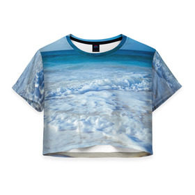 Женская футболка 3D укороченная с принтом sea в Тюмени, 100% полиэстер | круглая горловина, длина футболки до линии талии, рукава с отворотами | orca | sea | whale | вода | киты | косатки | лето | любовь | море | океан | отдых | пальмы | пляж | солнце