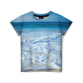 Детская футболка 3D с принтом sea в Тюмени, 100% гипоаллергенный полиэфир | прямой крой, круглый вырез горловины, длина до линии бедер, чуть спущенное плечо, ткань немного тянется | Тематика изображения на принте: orca | sea | whale | вода | киты | косатки | лето | любовь | море | океан | отдых | пальмы | пляж | солнце