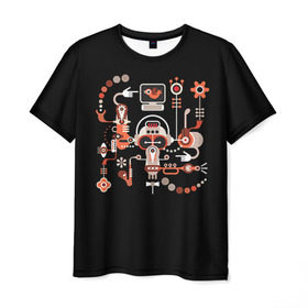 Мужская футболка 3D с принтом Импрессионизм 8 в Тюмени, 100% полиэфир | прямой крой, круглый вырез горловины, длина до линии бедер | Тематика изображения на принте: абстракция | робот