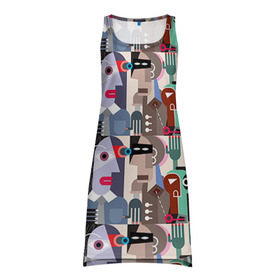 Платье-майка 3D с принтом Импрессионизм 16 в Тюмени, 100% полиэстер | полуприлегающий силуэт, широкие бретели, круглый вырез горловины, удлиненный подол сзади. | абстракция | импрессионизм | человечки | яркий
