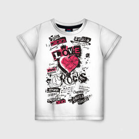 Детская футболка 3D с принтом Рок сердца 4 в Тюмени, 100% гипоаллергенный полиэфир | прямой крой, круглый вырез горловины, длина до линии бедер, чуть спущенное плечо, ткань немного тянется | heart | tattoo | разбитое | сердечко | сердце | тату | татушка