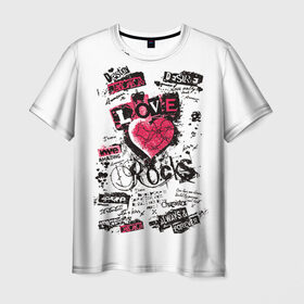 Мужская футболка 3D с принтом Рок сердца 4 в Тюмени, 100% полиэфир | прямой крой, круглый вырез горловины, длина до линии бедер | heart | tattoo | разбитое | сердечко | сердце | тату | татушка