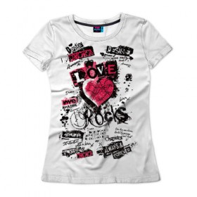 Женская футболка 3D с принтом Рок сердца 4 в Тюмени, 100% полиэфир ( синтетическое хлопкоподобное полотно) | прямой крой, круглый вырез горловины, длина до линии бедер | heart | tattoo | разбитое | сердечко | сердце | тату | татушка