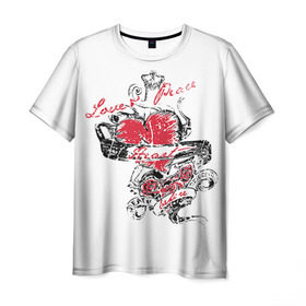 Мужская футболка 3D с принтом Рок сердца 6 в Тюмени, 100% полиэфир | прямой крой, круглый вырез горловины, длина до линии бедер | heart | tattoo | разбитое | сердечко | сердце | тату | татушка