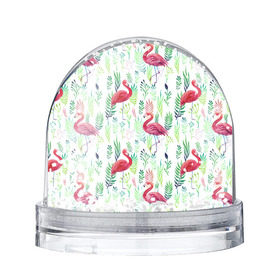 Снежный шар с принтом Цветы и фламинго 2 в Тюмени, Пластик | Изображение внутри шара печатается на глянцевой фотобумаге с двух сторон | растения | фламинго