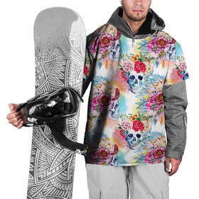 Накидка на куртку 3D с принтом Цветы и бабочки 5 в Тюмени, 100% полиэстер |  | Тематика изображения на принте: акварель | нежный | паттерн | цветочек | цветочный