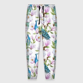Мужские брюки 3D с принтом Цветы и бабочки 6 в Тюмени, 100% полиэстер | манжеты по низу, эластичный пояс регулируется шнурком, по бокам два кармана без застежек, внутренняя часть кармана из мелкой сетки | акварель | нежный | паттерн | цветочек | цветочный