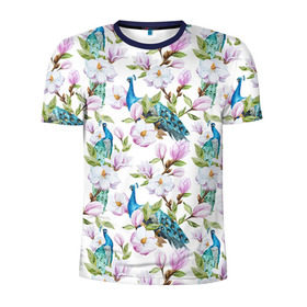 Мужская футболка 3D спортивная с принтом Цветы и бабочки 6 в Тюмени, 100% полиэстер с улучшенными характеристиками | приталенный силуэт, круглая горловина, широкие плечи, сужается к линии бедра | акварель | нежный | паттерн | цветочек | цветочный