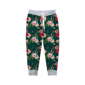 Детские брюки 3D с принтом Цветы и бабочки 7 в Тюмени, 100% полиэстер | манжеты по низу, эластичный пояс регулируется шнурком, по бокам два кармана без застежек, внутренняя часть кармана из мелкой сетки | акварель | нежный | паттерн | цветочек | цветочный