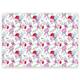 Поздравительная открытка с принтом Цветы и бабочки 8 в Тюмени, 100% бумага | плотность бумаги 280 г/м2, матовая, на обратной стороне линовка и место для марки
 | акварель | бабочка | нежный | рисунок | роза | сирень | цветочек | цветочный | цветы