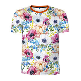 Мужская футболка 3D спортивная с принтом Цветы и бабочки 10 в Тюмени, 100% полиэстер с улучшенными характеристиками | приталенный силуэт, круглая горловина, широкие плечи, сужается к линии бедра | маки | паттерн