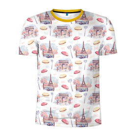 Мужская футболка 3D спортивная с принтом Парижское настроение в Тюмени, 100% полиэстер с улучшенными характеристиками | приталенный силуэт, круглая горловина, широкие плечи, сужается к линии бедра | Тематика изображения на принте: париж