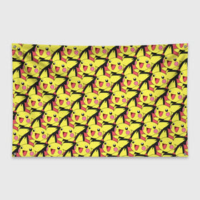 Флаг-баннер с принтом Pikachu в Тюмени, 100% полиэстер | размер 67 х 109 см, плотность ткани — 95 г/м2; по краям флага есть четыре люверса для крепления | pikachu | pokeboll | pokemon | пикачу | покеболл | покемон