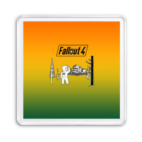 Магнит 55*55 с принтом Волт-бой 111 Fallout 4 в Тюмени, Пластик | Размер: 65*65 мм; Размер печати: 55*55 мм | fallout 4 | vault boy | волт бой | фаллаут