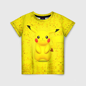 Детская футболка 3D с принтом Pikachu в Тюмени, 100% гипоаллергенный полиэфир | прямой крой, круглый вырез горловины, длина до линии бедер, чуть спущенное плечо, ткань немного тянется | pikachu | pokeboll | pokemon | пикачу | покеболл | покемон
