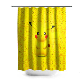 Штора 3D для ванной с принтом Pikachu в Тюмени, 100% полиэстер | плотность материала — 100 г/м2. Стандартный размер — 146 см х 180 см. По верхнему краю — пластиковые люверсы для креплений. В комплекте 10 пластиковых колец | pikachu | pokeboll | pokemon | пикачу | покеболл | покемон