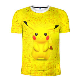 Мужская футболка 3D спортивная с принтом Pikachu в Тюмени, 100% полиэстер с улучшенными характеристиками | приталенный силуэт, круглая горловина, широкие плечи, сужается к линии бедра | pikachu | pokeboll | pokemon | пикачу | покеболл | покемон