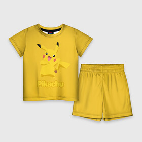 Детский костюм с шортами 3D с принтом Жёлтый Пика в Тюмени,  |  | pikachu | pokeboll | pokemon | пикачу | покеболл | покемон