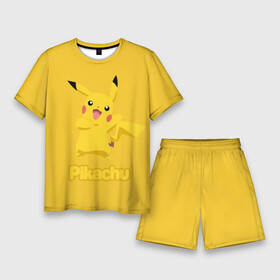 Мужской костюм с шортами 3D с принтом Жёлтый Пика в Тюмени,  |  | pikachu | pokeboll | pokemon | пикачу | покеболл | покемон