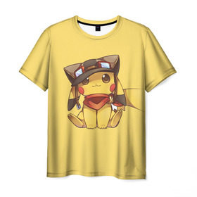 Мужская футболка 3D с принтом Pikachu в Тюмени, 100% полиэфир | прямой крой, круглый вырез горловины, длина до линии бедер | pikachu | pokeball | pokemon | пикачу | покеболл | покемон