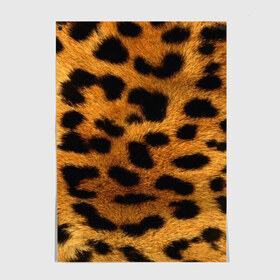 Постер с принтом Леопард в Тюмени, 100% бумага
 | бумага, плотность 150 мг. Матовая, но за счет высокого коэффициента гладкости имеет небольшой блеск и дает на свету блики, но в отличии от глянцевой бумаги не покрыта лаком | леопард | пятна | шерсть