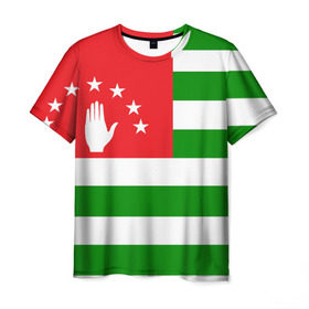 Мужская футболка 3D с принтом Абхазия в Тюмени, 100% полиэфир | прямой крой, круглый вырез горловины, длина до линии бедер | Тематика изображения на принте: кавказ | море | республика | россия