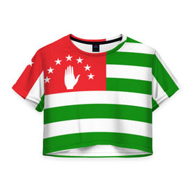 Женская футболка 3D укороченная с принтом Абхазия в Тюмени, 100% полиэстер | круглая горловина, длина футболки до линии талии, рукава с отворотами | кавказ | море | республика | россия