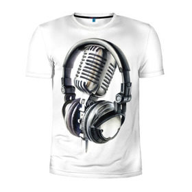 Мужская футболка 3D спортивная с принтом Диджей в Тюмени, 100% полиэстер с улучшенными характеристиками | приталенный силуэт, круглая горловина, широкие плечи, сужается к линии бедра | dj | klub | music | диджей | клуб | микрофон | музыка | наушники