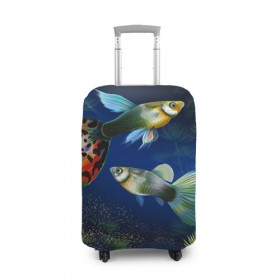 Чехол для чемодана 3D с принтом Аквариумные рыбки в Тюмени, 86% полиэфир, 14% спандекс | двустороннее нанесение принта, прорези для ручек и колес | аквариум | вода | водоросли | природа | рыба | рыбка | туризм