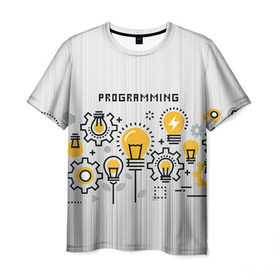 Мужская футболка 3D с принтом Программирование 1 в Тюмени, 100% полиэфир | прямой крой, круглый вырез горловины, длина до линии бедер | день программиста | код | подарок | праздник | программист
