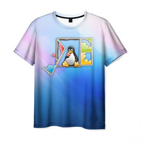 Мужская футболка 3D с принтом Linux в Тюмени, 100% полиэфир | прямой крой, круглый вырез горловины, длина до линии бедер | день программиста | код | подарок | праздник | программист