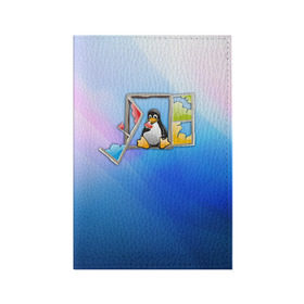 Обложка для паспорта матовая кожа с принтом Linux в Тюмени, натуральная матовая кожа | размер 19,3 х 13,7 см; прозрачные пластиковые крепления | день программиста | код | подарок | праздник | программист
