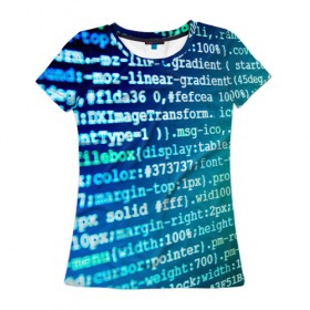 Женская футболка 3D с принтом Программирование 7 в Тюмени, 100% полиэфир ( синтетическое хлопкоподобное полотно) | прямой крой, круглый вырез горловины, длина до линии бедер | день программиста | код | подарок | праздник | программист