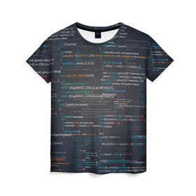 Женская футболка 3D с принтом Программирование 9 в Тюмени, 100% полиэфир ( синтетическое хлопкоподобное полотно) | прямой крой, круглый вырез горловины, длина до линии бедер | день программиста | код | подарок | праздник | программист