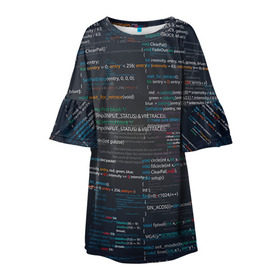 Детское платье 3D с принтом Программирование 9 в Тюмени, 100% полиэстер | прямой силуэт, чуть расширенный к низу. Круглая горловина, на рукавах — воланы | день программиста | код | подарок | праздник | программист