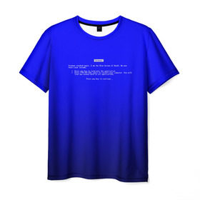 Мужская футболка 3D с принтом BSOD в Тюмени, 100% полиэфир | прямой крой, круглый вырез горловины, длина до линии бедер | bsod | день программиста | код | подарок | праздник | программист