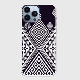 Чехол для iPhone 13 Pro Max с принтом Мильфлер в Тюмени,  |  | Тематика изображения на принте: геометрия | орнамент | черно белый | этно