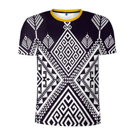 Мужская футболка 3D спортивная с принтом Мильфлер в Тюмени, 100% полиэстер с улучшенными характеристиками | приталенный силуэт, круглая горловина, широкие плечи, сужается к линии бедра | геометрия | орнамент | черно белый | этно