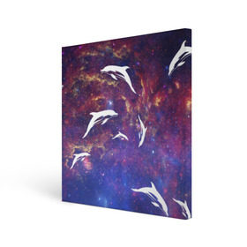 Холст квадратный с принтом Дельфин в Тюмени, 100% ПВХ |  | Тематика изображения на принте: дельфин | космос