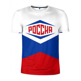 Мужская футболка 3D спортивная с принтом Россия 2016 в Тюмени, 100% полиэстер с улучшенными характеристиками | приталенный силуэт, круглая горловина, широкие плечи, сужается к линии бедра | 2016 | russia | рио | россия